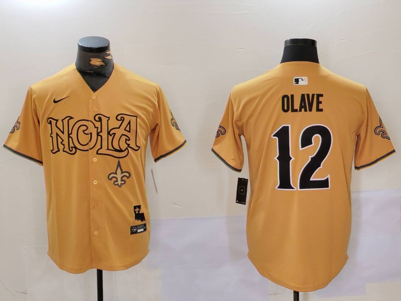 Men New Orleans Saints #12 Olave Yellow Joint Name 2024 Nike Limited NFL Jersey style 9122